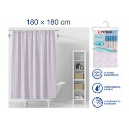 Шторка для ванной (12 колец в комплекте), 180x180 см, Secret, розы, PERFECTO LINEA