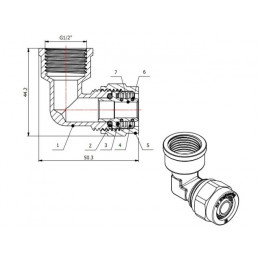Колено 16(2.0) х 1/2" вн. для труб PEX, AV Engineering (инд. упак.)
