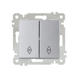 Выключатель проходной 2-клав. (скрытый, без рамки, винт. зажим) серебро, RITA, MUTLUSAN