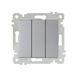 Выключатель 3-клав. (скрытый, без рамки, пруж. зажим) серебро, RITA, MUTLUSAN