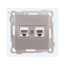 Розетка телефонная + компьютерная (RJ12+Cat5e, скрытая, без рамки) серебро, DARIA, MUTLUSAN