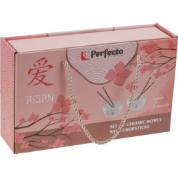 Набор керамических мисок с палочками для еды (2 миски+4 палочки), серия Asian, PERFECTO LINEA