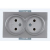 Розетка 2-ая (скрытая, б/з) серебро, DARIA, MUTLUSAN