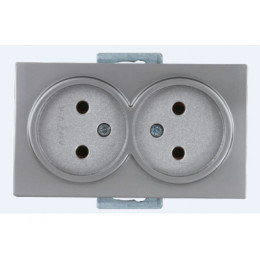 Розетка 2-ая (скрытая, б/з) серебро, DARIA, MUTLUSAN