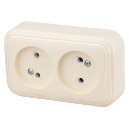 Розетка 2-ая (открытая, б/з) бежевая, Стандарт, Юпитер