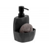 Диспенсер (дозатор) для моющего средства с подставкой для губки SYMPHONY, черный, PERFECTO LINEA