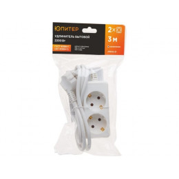 Удлинитель 3м (2 роз., 2,2кВт, с/з, ПВС 3х0,75) Юпитер