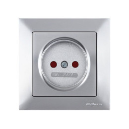 Розетка 1-ая (скрытая, б/з, шторки) серебро, DARIA, MUTLUSAN