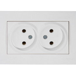 Розетка 2-ая (скрытая, б/з, керамика) белая, RITA, MUTLUSAN