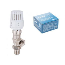 Кран вентильный осевой 1/2" вн.-нар. для радиатора с термоголовой, AV Engineering