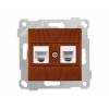 Розетка телефонная + компьютерная (RJ12+Cat5e, скрытая, без рамки) вишня, RITA, MUTLUSAN