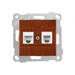 Розетка телефонная + компьютерная (RJ12+Cat5e, скрытая, без рамки) вишня, RITA, MUTLUSAN