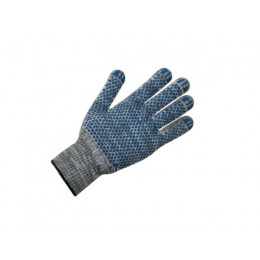 Перчатки х/б с ПВХ "Точка", 10класс, серые,  синяя точка (мин. риски)