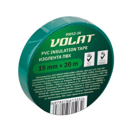 Изолента ПВХ 15ммх20м зеленая ВОЛАТ