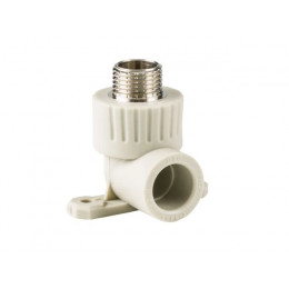 Колено ПП комб. с креплен. нар. 25х3/4", сер.РТП