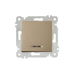 Выключатель 1-клав. (с подсветкой, скрытый, без рамки, винт. зажим) золото, RITA, MUTLUSAN