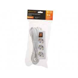 Удлинитель 5м (3 роз., 2,2кВт, с/з, выкл, ПВС 3х0,75) Юпитер