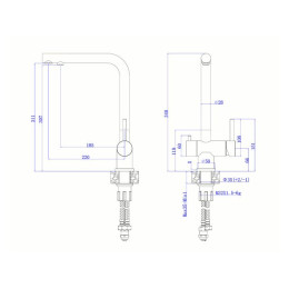Смеситель для кухни (SUS 304) D35, серия ZAR с краном для пит. воды серый AV Engineering