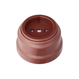 Розетка 1-ая (открытая, б/з, з/ш) коричневая, Ретро, BYLECTRICA