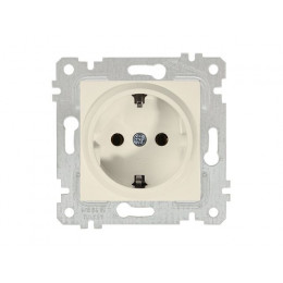 Розетка 1-ая (скрытая, без рамки, с/з) кремовая, RITA, MUTLUSAN