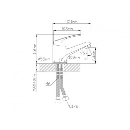 Смеситель для умывальника (Lt) D40, серия ROM AV Engineering