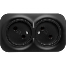 Розетка 2-ая (открытая, б/з) черная, Bailly, LEIDEN ELECTRIC