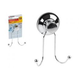 Крючок двойной настенный на вакуумной присоске, хром. сталь, FIX LOCK, PERFECTO LINEA
