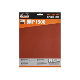 Шлифлист 230х280мм Р1500 бум.осн. 5шт. GEPARD (GP5011-1500)