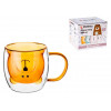 Кружка стеклянная с двойными стенками, 250 мл, оранжевая,серия Bear, PERFECTO LINEA