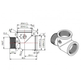 Тройник 1/2" вн.-вн.-нар., AV Engineering (инд. упак.)