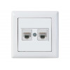 Розетка компьютерная 2xRJ45 (Cat5e, скрытая) белая, DARIA, MUTLUSAN