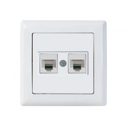 Розетка компьютерная 2xRJ45 (Cat5e, скрытая) белая, DARIA, MUTLUSAN
