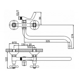 Смеситель для ванны вентильный, серия 170 eCon