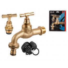 Кран водоразборный 1/2" нар. настенный со штуцером, AV Engineering