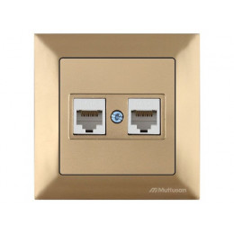 Розетка компьютерная 2xRJ45 (Cat6, скрытая) золото, DARIA, MUTLUSAN