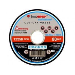 Круг отрезной 125х1.0x22.2 мм для металла Professional LUGAABRASIV