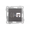 Розетка компьютерная 1xRJ45 (Cat5e, скрытая, без рамки) дымчатая, RITA, MUTLUSAN