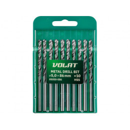 Сверло по металлу ц/х 5.0х52х86 мм HSS, комплект из 10-ти шт ВОЛАТ