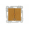 Выключатель 2-клав. (с подсветкой, скрытый, без рамки, винт. зажим) дуб, RITA, MUTLUSAN
