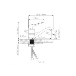 Смеситель для кухни D35-A черный, серия 570 ECONOCE