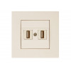 Розетка компьютерная 2хUSB (скрытая) кремовая (не для зарядки) RITA, MUTLUSAN