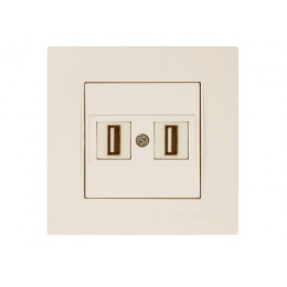 Розетка компьютерная 2хUSB (скрытая) кремовая (не для зарядки) RITA, MUTLUSAN