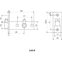 Защелка врезная межк. L45-8 AB ст.бронза 25мм АЛЛЮР