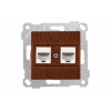 Розетка компьютерная 2xRJ45 (Cat6, скрытая, без рамки) орех, RITA, MUTLUSAN