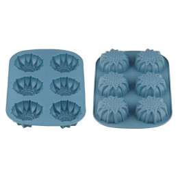 Форма для выпечки, силиконовая, прямоуг. на 6 кексов, 27.5 х 18 х 3 см, BLUESTONE, PERFECTO LINEA