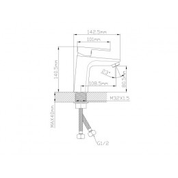 Смеситель для умывальника D35-A черный, серия 810 ECONOCE
