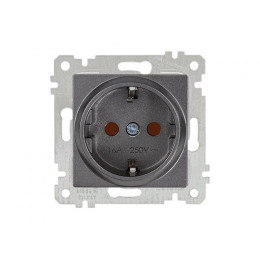 Розетка 1-ая (скрытая, без рамки, с/з, шторки) дымчатая, RITA, MUTLUSAN