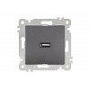 Розетка 1-ая USB (скрытая, без рамки) дымчатая, RITA, MUTLUSAN