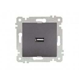 Розетка 1-ая USB (скрытая, без рамки) дымчатая, RITA, MUTLUSAN