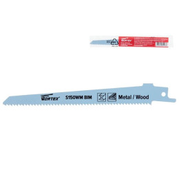 Пилка сабельная по дереву с гвоздями S150WM (1 шт.) WORTEX быстрорежущая сталь, 150 мм длина